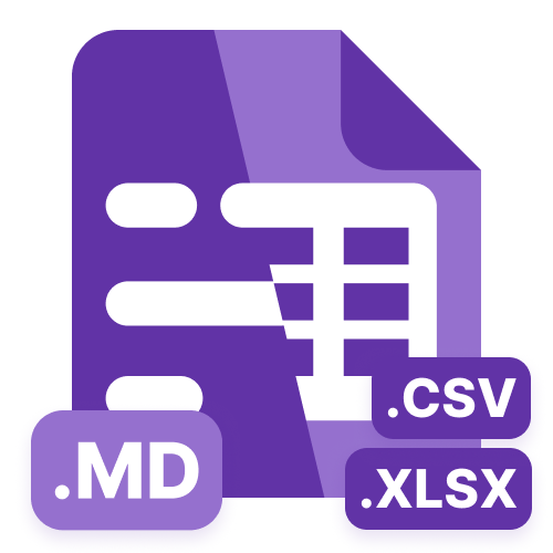 Sheetmark: XLSX, CSV, TSV & Markdown